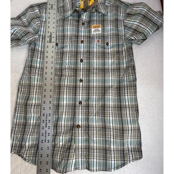 Carhartt Force Mens Plaid Short-Sleeve Button-Up Shirt Small Stain Breaker New - Picture 8 of 9